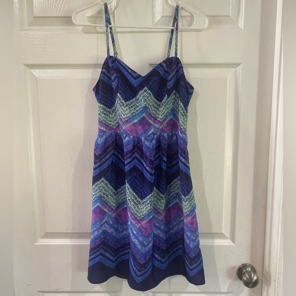 American Eagle Womens Size 6 Dress Spaghetti Strap Colorful Aztec Chevron Mini
